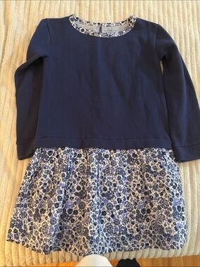 Vineyard Vines Navy Blue Top with Blue Floral Skirt Dress